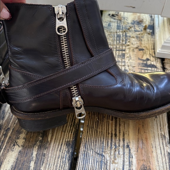 Vintage Chloe Dark Brown Leather Motorcycle Ankle Boots - Picture 8 of 12